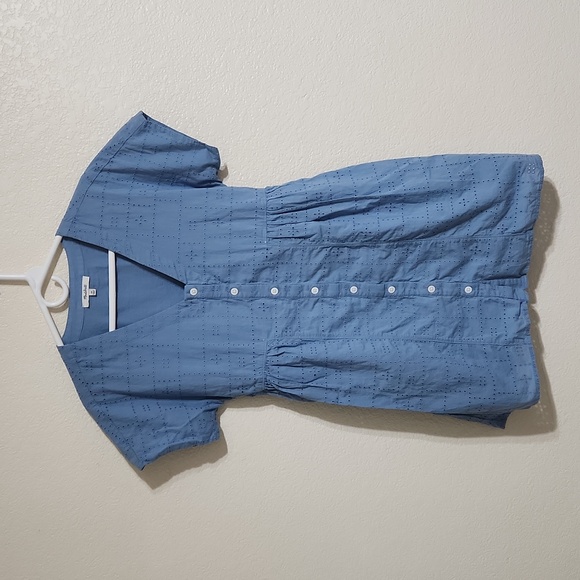 Madewell 2023 Button-Front V-Neck Mini Dress in Tranquil Lake Size XS - Picture 6 of 12